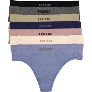 imageRBX Womens Thongs 7Pack Breathable Seamless Thongs Stretchy Athletic Thong Panties Multipack Thong Underwear for Women