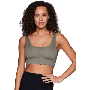 imageRBX Womens Yoga Gym Bra Athletic Fashion Lounge MediumLow Impact Sports BraZip Smoke Sage