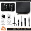 imageRBX Nail Clippers for Men Travel Size Mens Nail Grooming Kit 5 Pcs Mens Nail Clipper Set Includes Nail Clippers Scissors Tweezers and Leather Traveling Case