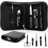 imageRBX Nail Clippers for Men Travel Size Mens Nail Grooming Kit 5 Pcs Mens Nail Clipper Set Includes Nail Clippers Scissors Tweezers and Leather Traveling Case
