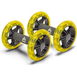 imageRBX Ab Roller Wheel with Cushioned Ergonomic Handles for Abdominal ampamp Core Strength Workout for Home Office Traveling Set of 2 Yellow