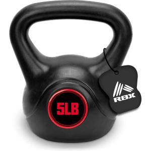 imageRBX Cement Kettlebell with ShockProof Plastic Coating for CrossFit TrainingBlackRed