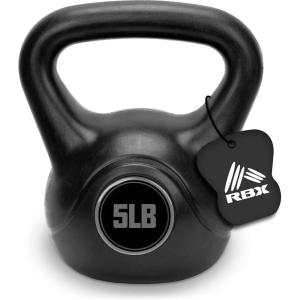 imageRBX Cement Kettlebell with ShockProof Plastic Coating for CrossFit TrainingBlackSilver