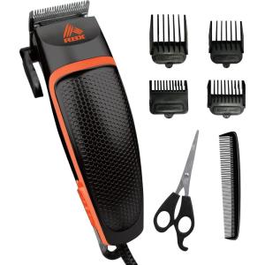 imageRBX Hair Clippers for Men Premium Trimmer for Men Corded Clippers for Men 10 pcs Hair and Beard Grooming Kit with Comb Scissors and 4 Clipping Guides