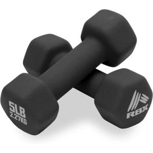 imageRBX Weights Dumbbells Set  Neoprene Arm Weights With NonSlip Grip Strength Training Equipment Workout Weights for At Home or Gym Training AntiRollBlack