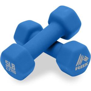 imageRBX Weights Dumbbells Set  Neoprene Arm Weights With NonSlip Grip Strength Training Equipment Workout Weights for At Home or Gym Training AntiRollMalibu Blue