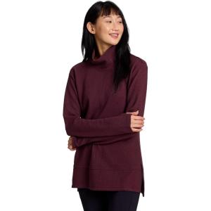imageRBX Active Womens Ultra Soft Quilted Cowl Neck Pullover Sweater Lightweight Mock Neck Tunic Sweatshirt with ThumbholesDark Burgundy