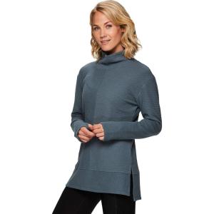 imageRBX Active Womens Ultra Soft Quilted Cowl Neck Pullover Sweater Lightweight Mock Neck Tunic Sweatshirt with ThumbholesF19 Green