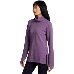 imageRBX Active Womens Ultra Soft Quilted Cowl Neck Pullover Sweater Lightweight Mock Neck Tunic Sweatshirt with ThumbholesPurple Haze