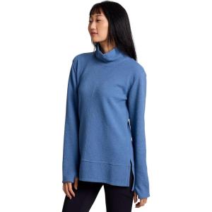 imageRBX Active Womens Ultra Soft Quilted Cowl Neck Pullover Sweater Lightweight Mock Neck Tunic Sweatshirt with ThumbholesRiverside Blue
