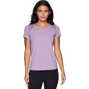 imageRBX Active Workout TShirt for Women Breathable Mesh Panel Gym Running Tee Stretchy Super Soft Gym Top with MeshLight Purple Grape