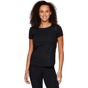 imageRBX Active Workout TShirt for Women Breathable Mesh Panel Gym Running Tee Stretchy Super Soft Gym Top with MeshPeached Black