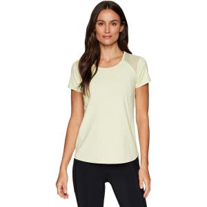 imageRBX Active Workout TShirt for Women Breathable Mesh Panel Gym Running Tee Stretchy Super Soft Gym Top with MeshPeached Pale Lime