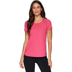imageRBX Active Workout TShirt for Women Breathable Mesh Panel Gym Running Tee Stretchy Super Soft Gym Top with MeshPeached Pink