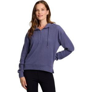 imageRBX Active Womens Fashion Yoga Lightweight Long Sleeve Pullover Hoodie TopRibbed Crown Blue