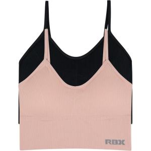 image:imageRBX Active Womens Bralette Multipack Everyday Low Impact Yoga Lounge Bra 2PackCorset Ribbed BlackLight Pink