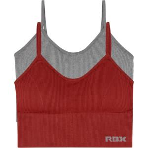 image:imageRBX Active Womens Bralette Multipack Everyday Low Impact Yoga Lounge Bra 2PackCorset Ribbed GreyRed