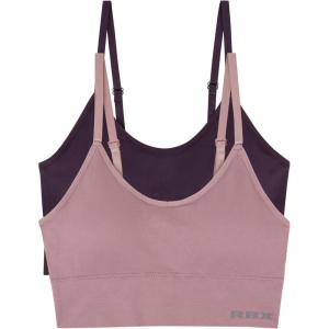 image:imageRBX Active Womens Bralette Multipack Everyday Low Impact Yoga Lounge Bra 2PackMauve PinkDark Purple