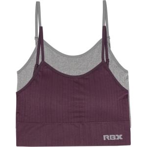 image:imageRBX Active Womens Bralette Multipack Everyday Low Impact Yoga Lounge Bra 2PackRibbed GreyDark Purple