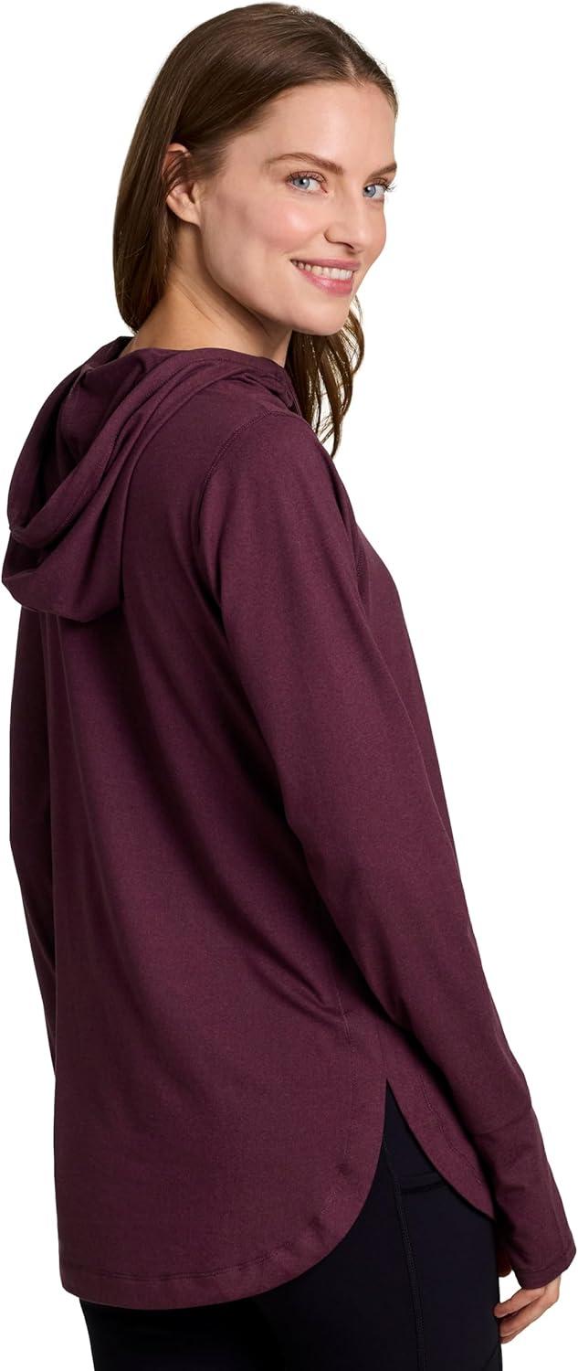 image:imageRBX Active Womens Fashion Yoga Long Sleeve Soft Lightweight Hoodie Pullover TopBurgundy Wine Heather