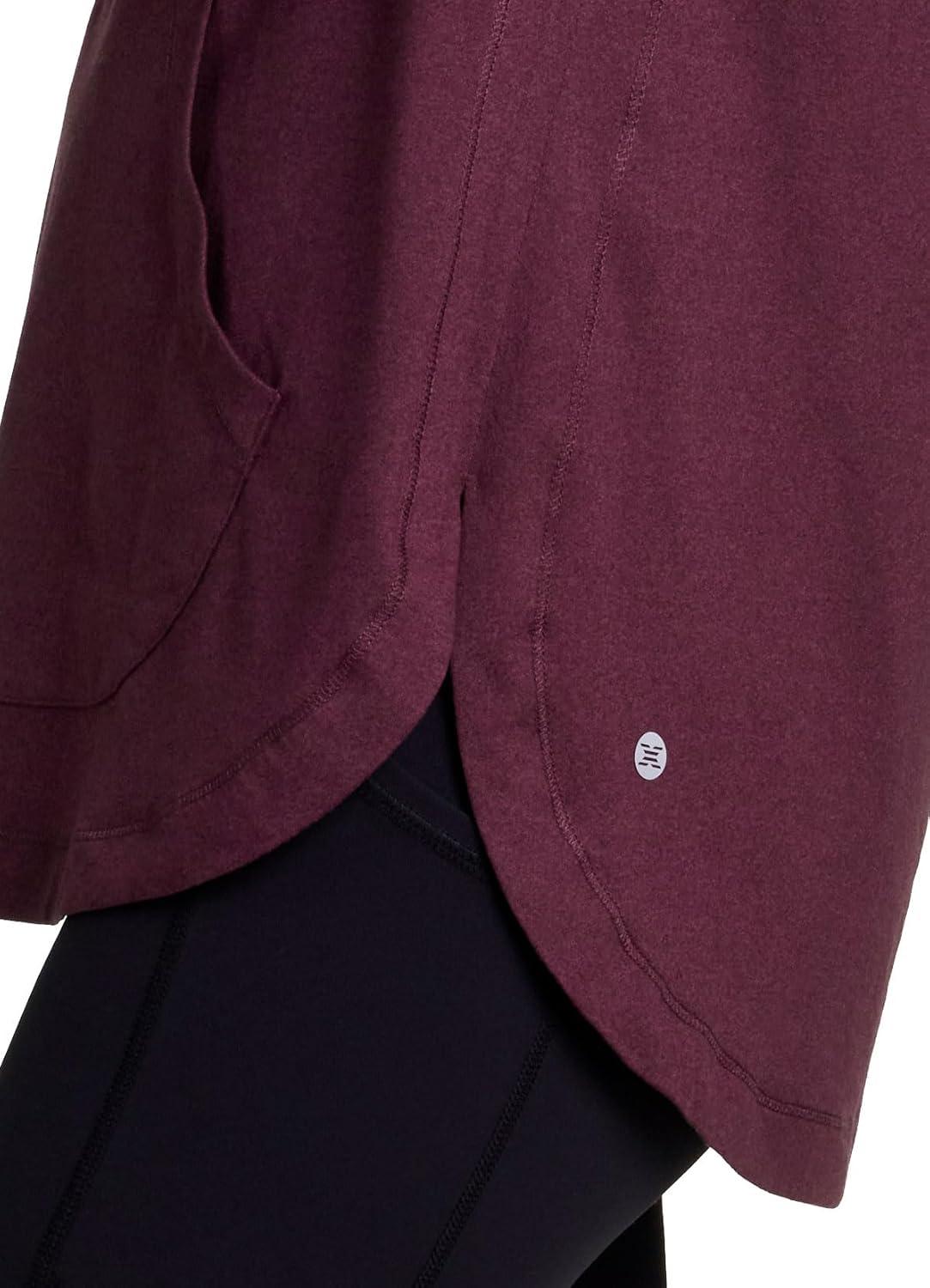 image:imageRBX Active Womens Fashion Yoga Long Sleeve Soft Lightweight Hoodie Pullover TopBurgundy Wine Heather