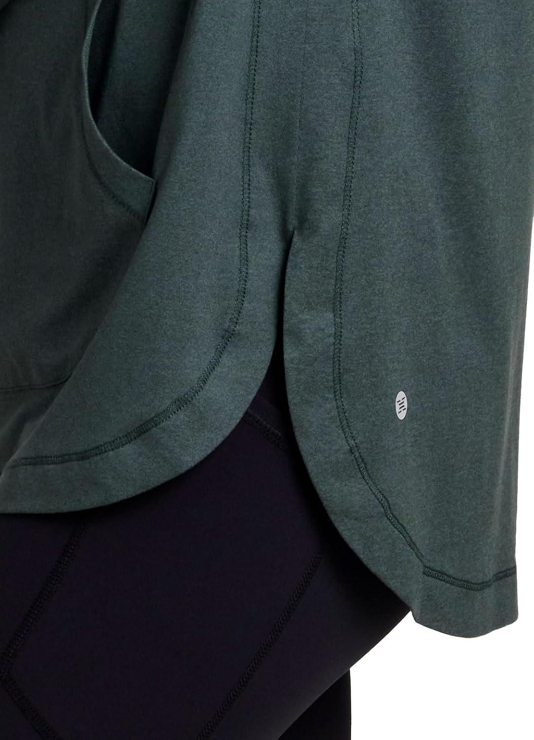 image:imageRBX Active Womens Fashion Yoga Long Sleeve Soft Lightweight Hoodie Pullover TopGreen Smoke Heather