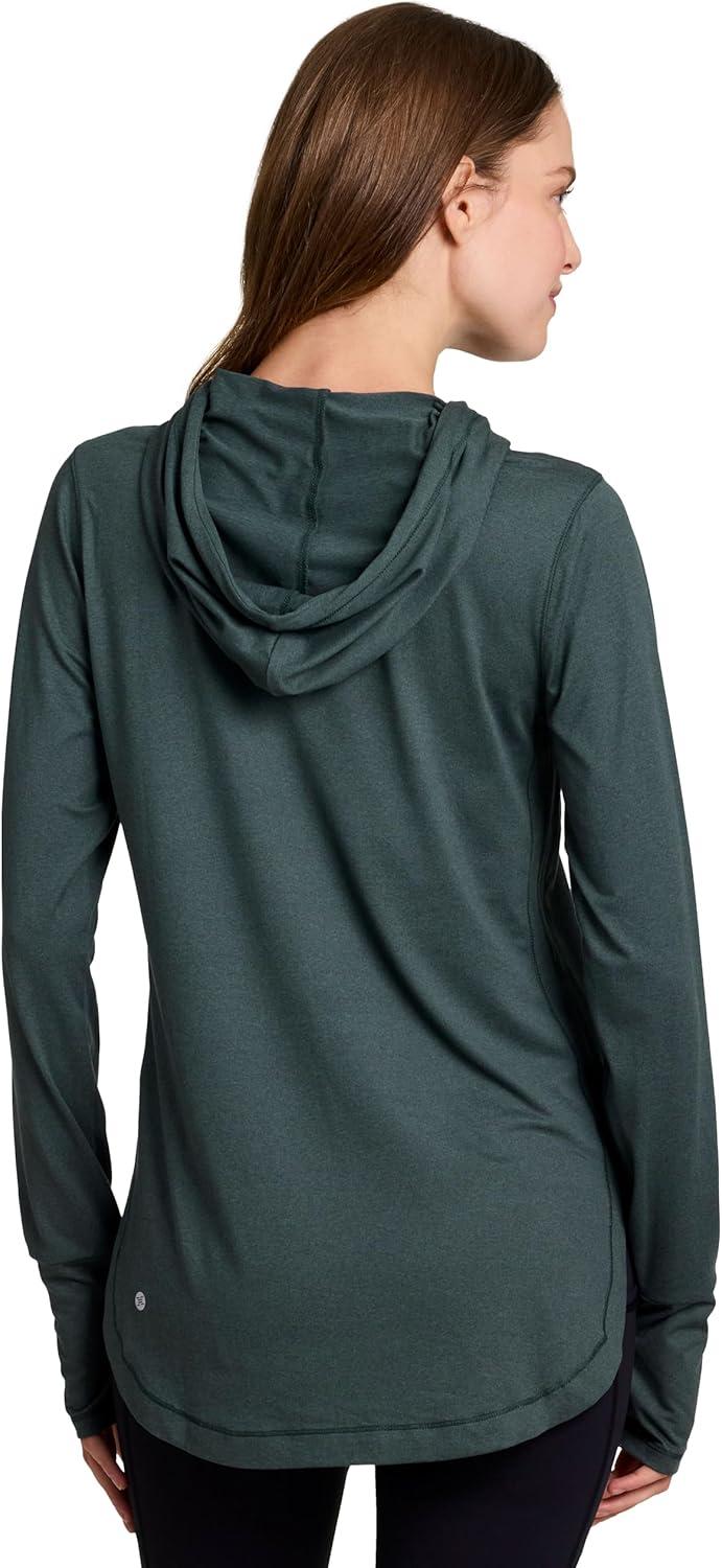 image:imageRBX Active Womens Fashion Yoga Long Sleeve Soft Lightweight Hoodie Pullover TopGreen Smoke Heather