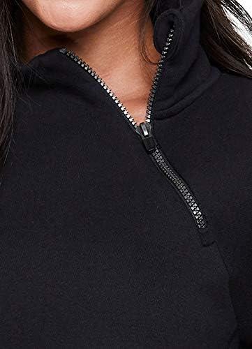 image:imageRBX Activewear Womens Fleece Sweatshirt Fashion Pullover With Pockets Zip Mock Neck and Thumb HolesBlack