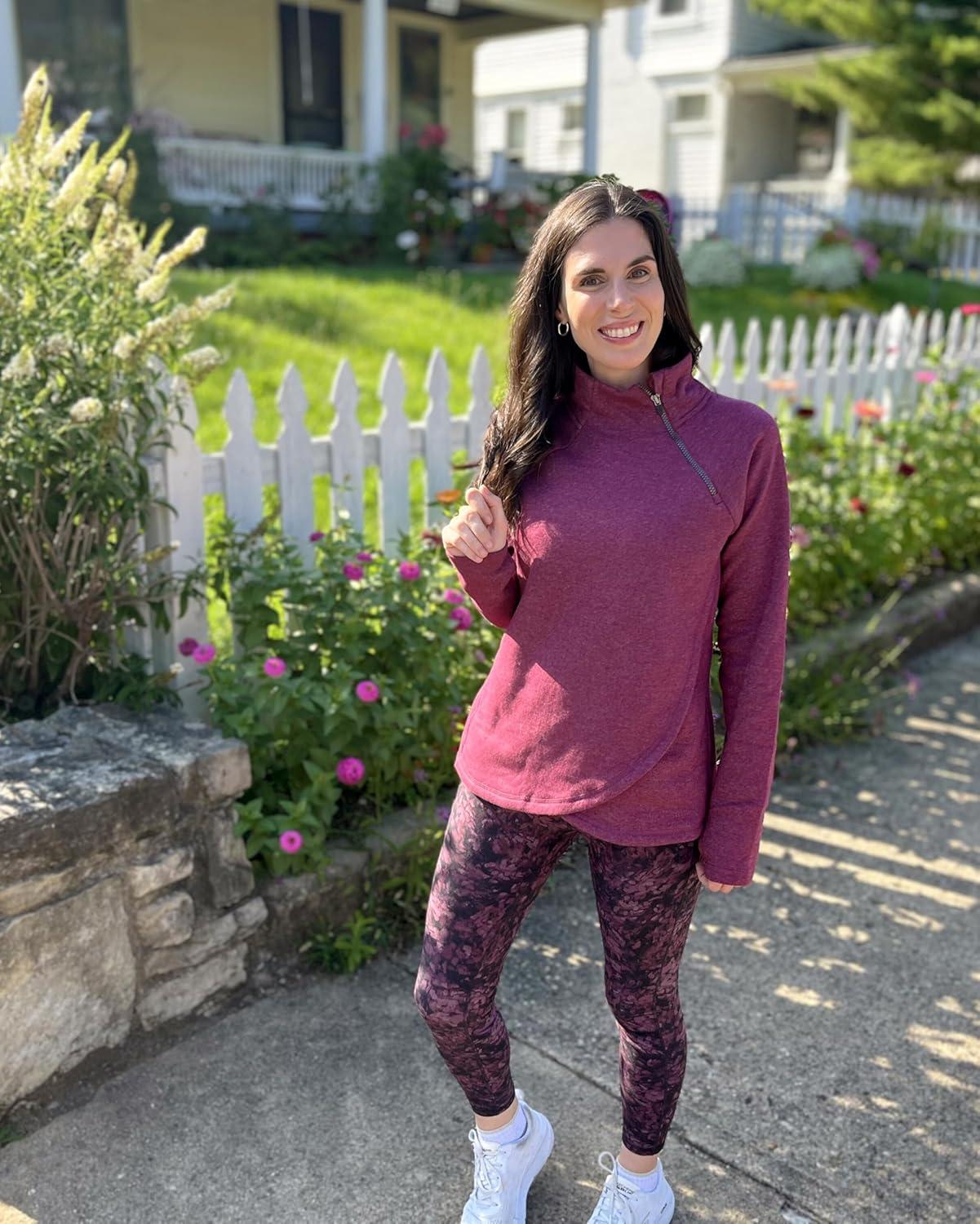 image:imageRBX Activewear Womens Fleece Sweatshirt Fashion Pullover With Pockets Zip Mock Neck and Thumb HolesBlack