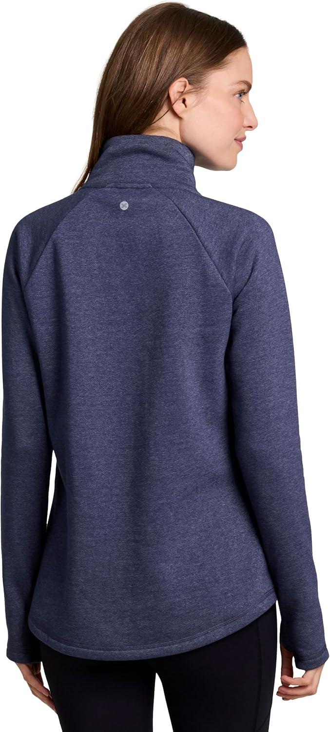 image:imageRBX Activewear Womens Fleece Sweatshirt Fashion Pullover With Pockets Zip Mock Neck and Thumb HolesCrown Blue
