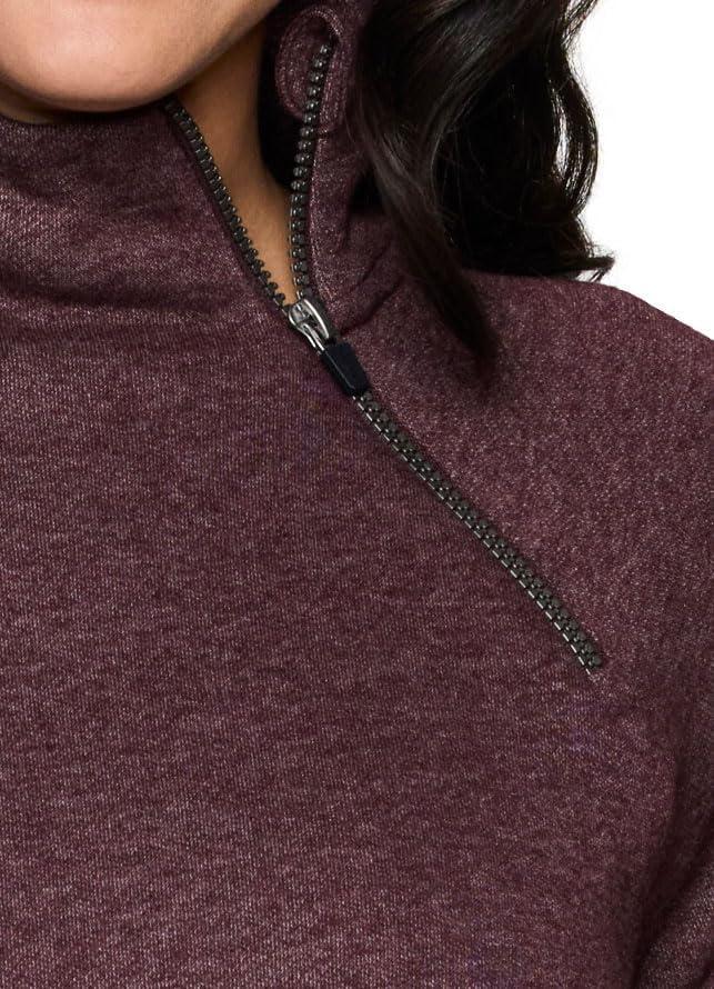 image:imageRBX Activewear Womens Fleece Sweatshirt Fashion Pullover With Pockets Zip Mock Neck and Thumb HolesDried Plum