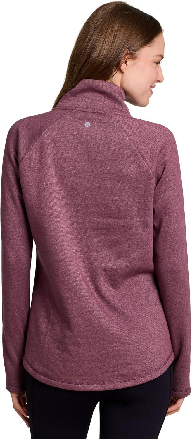 image:imageRBX Activewear Womens Fleece Sweatshirt Fashion Pullover With Pockets Zip Mock Neck and Thumb HolesPlumberry