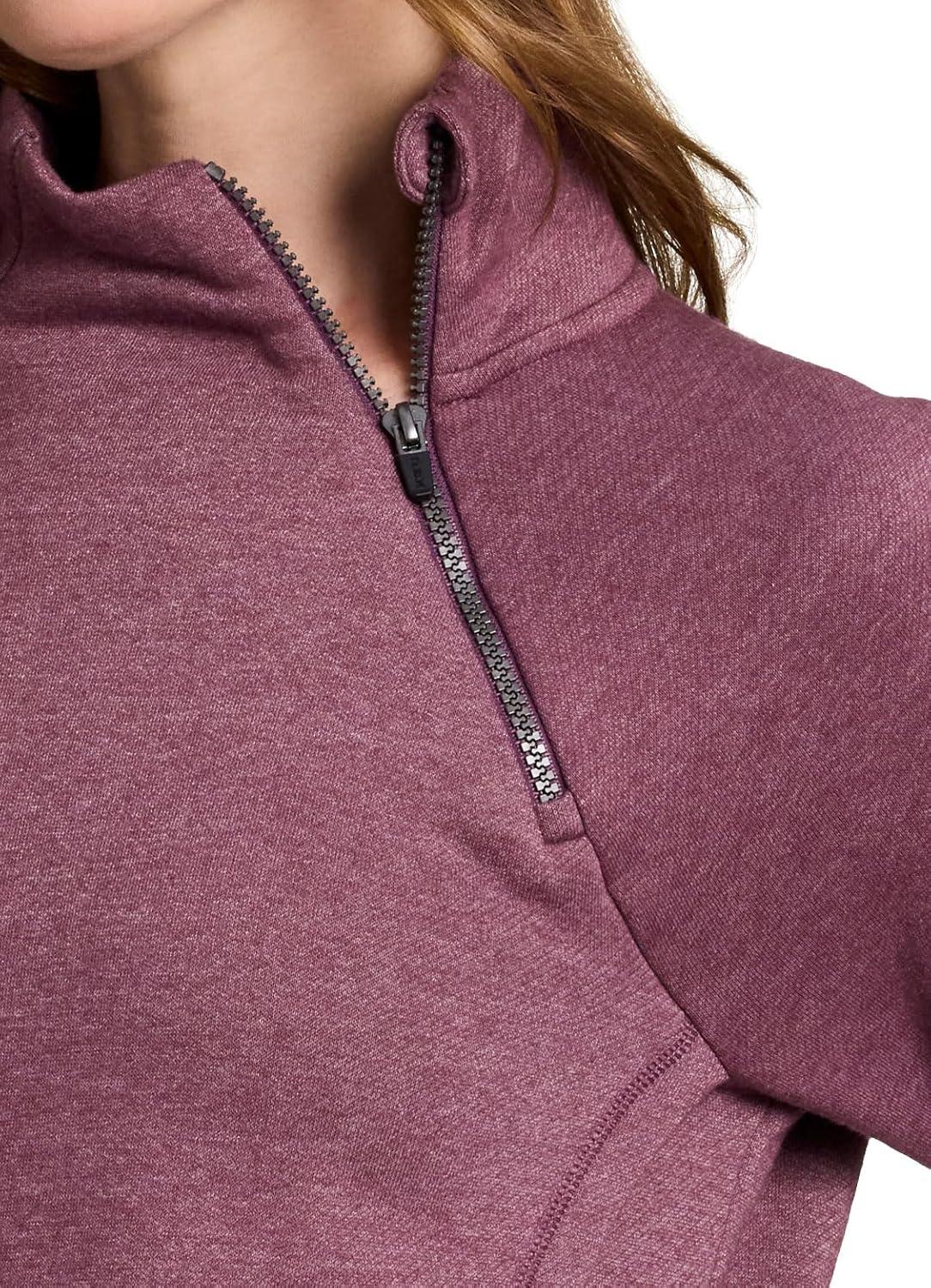 image:imageRBX Activewear Womens Fleece Sweatshirt Fashion Pullover With Pockets Zip Mock Neck and Thumb HolesPlumberry
