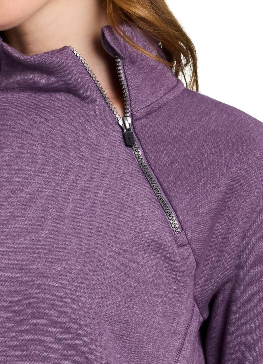 image:imageRBX Activewear Womens Fleece Sweatshirt Fashion Pullover With Pockets Zip Mock Neck and Thumb HolesPurple Haze