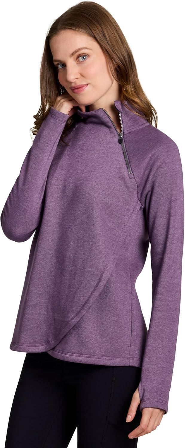 image:imageRBX Activewear Womens Fleece Sweatshirt Fashion Pullover With Pockets Zip Mock Neck and Thumb HolesPurple Haze