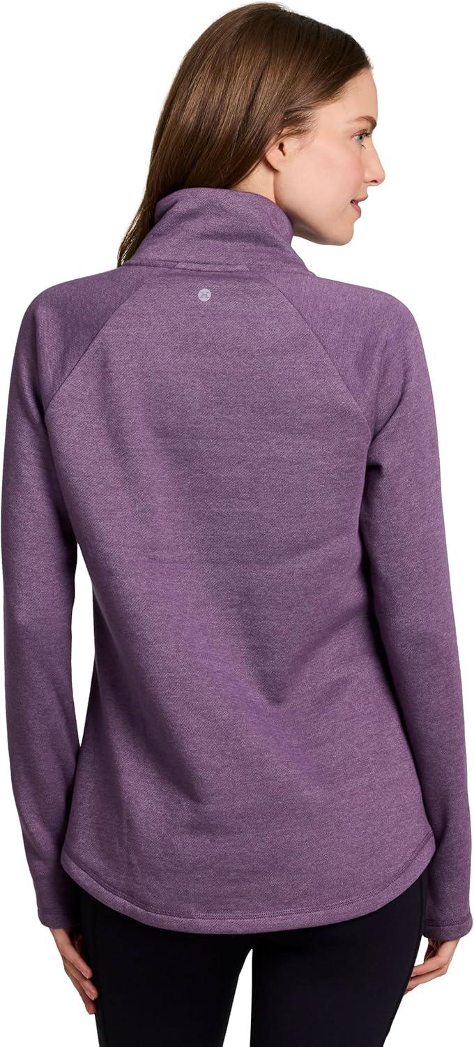 image:imageRBX Activewear Womens Fleece Sweatshirt Fashion Pullover With Pockets Zip Mock Neck and Thumb HolesPurple Haze