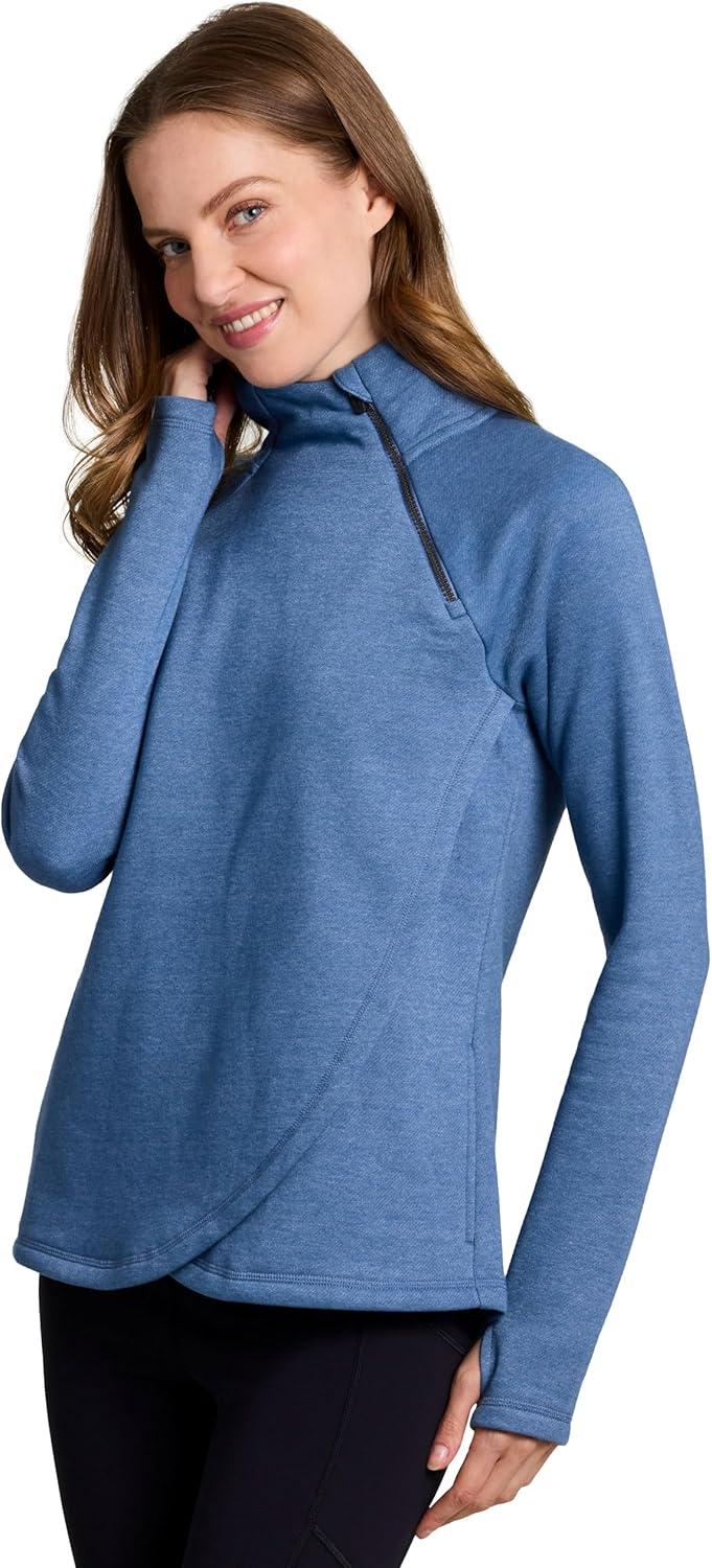 image:imageRBX Activewear Womens Fleece Sweatshirt Fashion Pullover With Pockets Zip Mock Neck and Thumb HolesRiverside