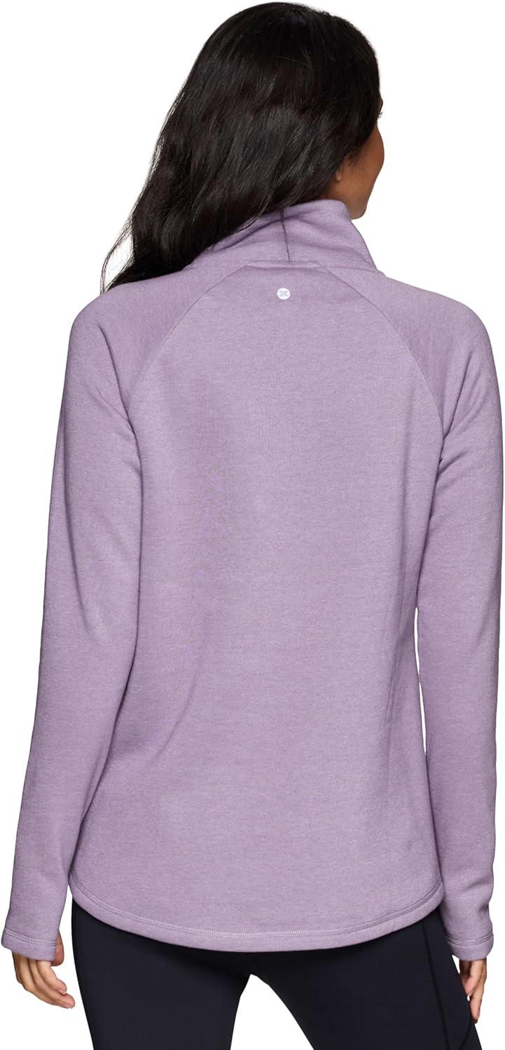 image:imageRBX Activewear Womens Fleece Sweatshirt Fashion Pullover With Pockets Zip Mock Neck and Thumb HolesSmoke Lavender