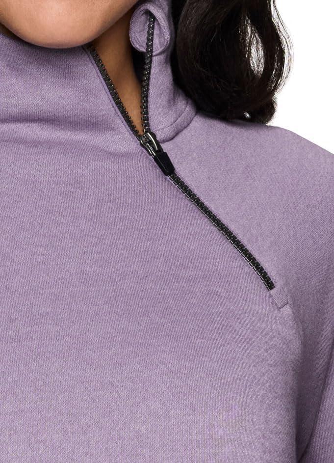 image:imageRBX Activewear Womens Fleece Sweatshirt Fashion Pullover With Pockets Zip Mock Neck and Thumb HolesSmoke Lavender