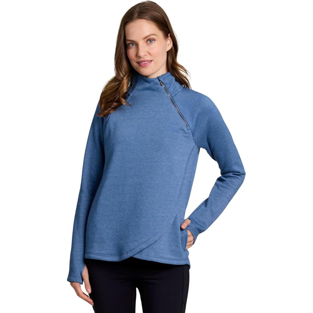image:imageRBX Activewear Womens Fleece Sweatshirt Fashion Pullover With Pockets Zip Mock Neck and Thumb HolesRiverside