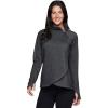 image:imageRBX Activewear Womens Fleece Sweatshirt Fashion Pullover With Pockets Zip Mock Neck and Thumb HolesF19 Charcoal