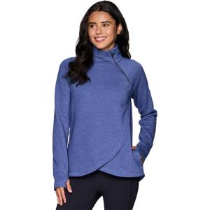 image:imageRBX Activewear Womens Fleece Sweatshirt Fashion Pullover With Pockets Zip Mock Neck and Thumb HolesCobalt