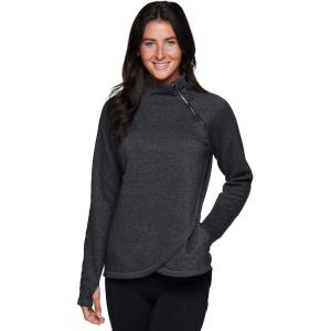 image:imageRBX Activewear Womens Fleece Sweatshirt Fashion Pullover With Pockets Zip Mock Neck and Thumb HolesF19 Charcoal