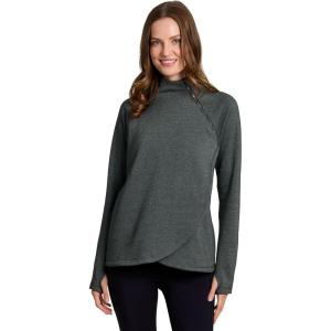 image:imageRBX Activewear Womens Fleece Sweatshirt Fashion Pullover With Pockets Zip Mock Neck and Thumb HolesGreen Slate Heather