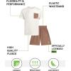image:imageRBX Boys Athletic Shorts Set  2 Piece Active Short Sleeve Shirt and Woven Performance Running Tech Shorts for Boys 412Ivory Taupe