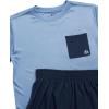 image:imageRBX Boys Athletic Shorts Set  2 Piece Active Short Sleeve Shirt and Woven Performance Running Tech Shorts for Boys 412Light Blue Navy
