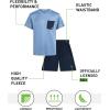 image:imageRBX Boys Athletic Shorts Set  2 Piece Active Short Sleeve Shirt and Woven Performance Running Tech Shorts for Boys 412Light Blue Navy