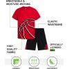 image:imageRBX Boys Athletic Shorts Set  2 Piece Performance Stretch Graphic TShirt and Active Gym Shorts Set for Boys Sizes 812Red Basketball