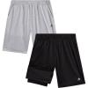 image:imageRBX Boys Athletic Shorts  2 Pack Basketball Shorts with Compression Liner amp Pockets Jersey Gym Running Boys Athletic ShortGrey Black