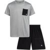 image:imageRBX Boys Athletic Shorts Set  2 Piece Active Short Sleeve Shirt and Woven Performance Running Tech Shorts for Boys 412Griffin Black